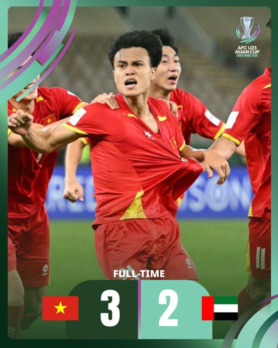 2026世界杯手机观看平台-3-2！越南两度遭追平后加时绝杀阿联酋，时隔8年重返U23亚洲杯4强